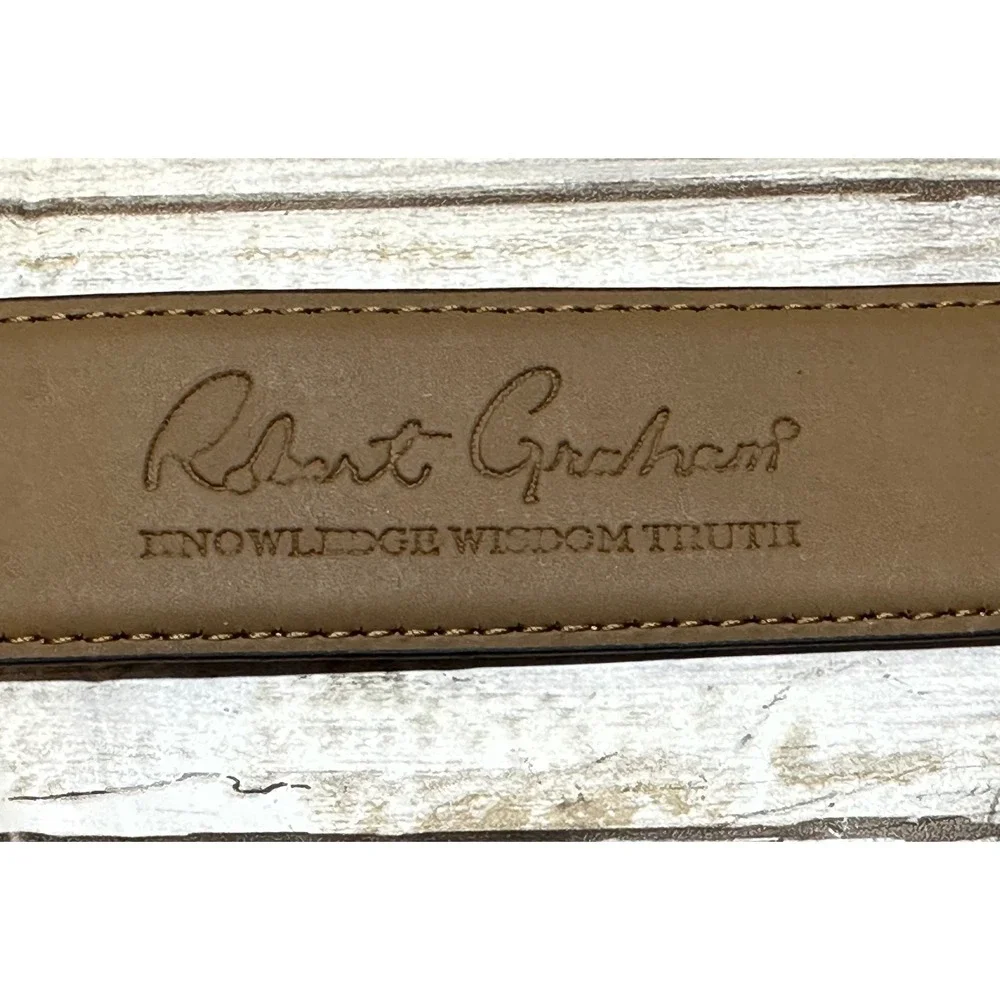 Robert Graham Men's Tan  Leather Ripaso Belt Size 42 Designer‎ Casual Dress New